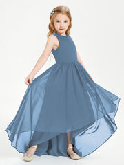 Exquisite Asymmetrical Junior Bridesmaid Dresses Scoop Neck Slate Blue