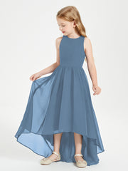 Exquisite Asymmetrical Junior Bridesmaid Dresses Scoop Neck Slate Blue