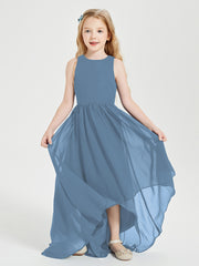 Exquisite Asymmetrical Junior Bridesmaid Dresses Scoop Neck Slate Blue