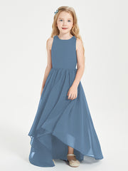 Exquisite Asymmetrical Junior Bridesmaid Dresses Scoop Neck Slate Blue