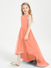 Exquisite Asymmetrical Junior Bridesmaid Dresses Scoop Neck Sunset
