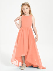Exquisite Asymmetrical Junior Bridesmaid Dresses Scoop Neck Sunset