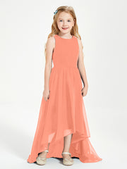 Exquisite Asymmetrical Junior Bridesmaid Dresses Scoop Neck Sunset