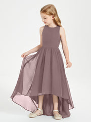 Exquisite Asymmetrical Junior Bridesmaid Dresses Scoop Neck Vintage Mauve