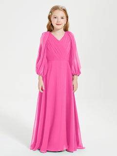 Long Sleeves Modest Junior Bridesmaid Dresses Azalea