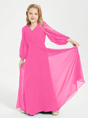 Long Sleeves Modest Junior Bridesmaid Dresses Azalea