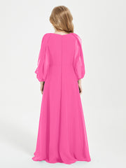 Long Sleeves Modest Junior Bridesmaid Dresses Azalea