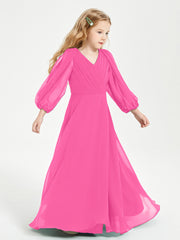Long Sleeves Modest Junior Bridesmaid Dresses Azalea