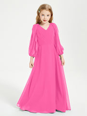 Long Sleeves Modest Junior Bridesmaid Dresses Azalea