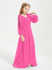 Long Sleeves Modest Junior Bridesmaid Dresses Azalea