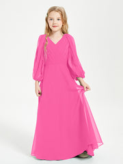 Long Sleeves Modest Junior Bridesmaid Dresses Azalea
