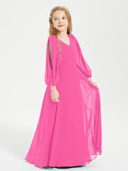 Long Sleeves Modest Junior Bridesmaid Dresses Azalea