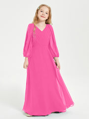 Long Sleeves Modest Junior Bridesmaid Dresses Azalea