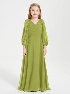 Long Sleeves Modest Junior Bridesmaid Dresses Clover