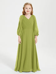 Long Sleeves Modest Junior Bridesmaid Dresses Clover