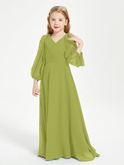 Long Sleeves Modest Junior Bridesmaid Dresses Clover