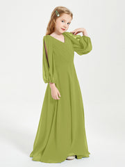 Long Sleeves Modest Junior Bridesmaid Dresses Clover