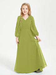 Long Sleeves Modest Junior Bridesmaid Dresses Clover