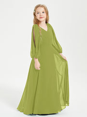 Long Sleeves Modest Junior Bridesmaid Dresses Clover