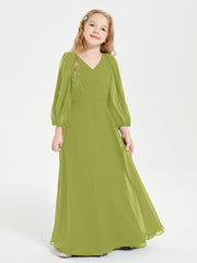 Long Sleeves Modest Junior Bridesmaid Dresses Clover