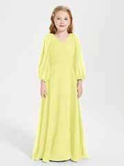Long Sleeves Modest Junior Bridesmaid Dresses Daffodil