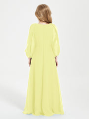 Long Sleeves Modest Junior Bridesmaid Dresses Daffodil