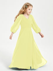 Long Sleeves Modest Junior Bridesmaid Dresses Daffodil