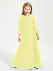 Long Sleeves Modest Junior Bridesmaid Dresses Daffodil