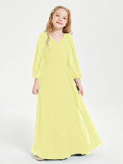 Long Sleeves Modest Junior Bridesmaid Dresses Daffodil