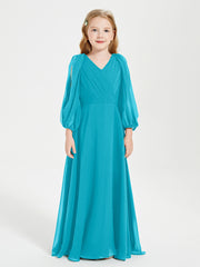 Long Sleeves Modest Junior Bridesmaid Dresses Jade