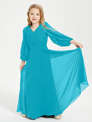 Long Sleeves Modest Junior Bridesmaid Dresses Jade