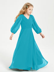 Long Sleeves Modest Junior Bridesmaid Dresses Jade