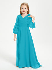 Long Sleeves Modest Junior Bridesmaid Dresses Jade