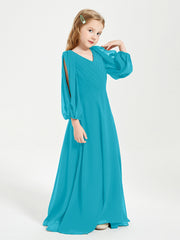 Long Sleeves Modest Junior Bridesmaid Dresses Jade