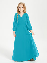 Long Sleeves Modest Junior Bridesmaid Dresses Jade