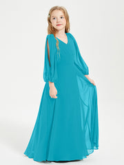 Long Sleeves Modest Junior Bridesmaid Dresses Jade
