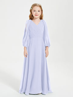 Long Sleeves Modest Junior Bridesmaid Dresses Lavender