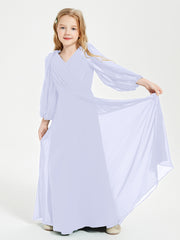 Long Sleeves Modest Junior Bridesmaid Dresses Lavender