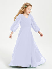 Long Sleeves Modest Junior Bridesmaid Dresses Lavender