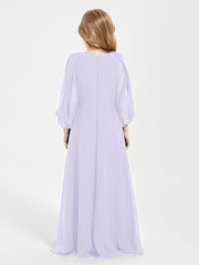 modest junior bridesmaid dresses Floral Bateau Neck Maxi Junior Bridesmaid Dress with Pockets