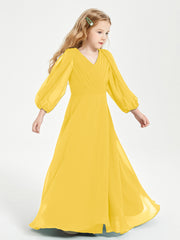 Long Sleeves Modest Junior Bridesmaid Dresses Marigold