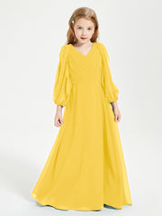 Long Sleeves Modest Junior Bridesmaid Dresses Marigold