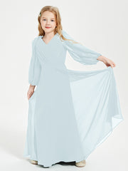 Long Sleeves Modest Junior Bridesmaid Dresses Mist