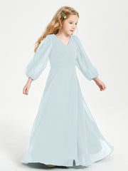 Long Sleeves Modest Junior Bridesmaid Dresses Mist