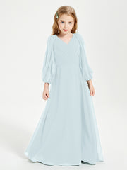 Long Sleeves Modest Junior Bridesmaid Dresses Mist