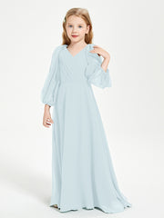 Long Sleeves Modest Junior Bridesmaid Dresses Mist