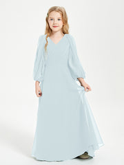 Long Sleeves Modest Junior Bridesmaid Dresses Mist