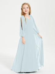 Long Sleeves Modest Junior Bridesmaid Dresses Mist