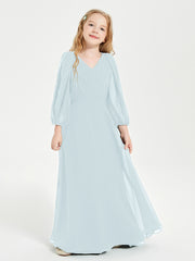Long Sleeves Modest Junior Bridesmaid Dresses Mist