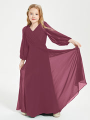 Long Sleeves Modest Junior Bridesmaid Dresses Mulberry